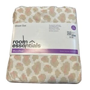 Room Essentials Twin XL Microfiber Sheet Set Pink Leopard Print Size Twin XL